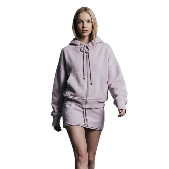 Damen Kapuzen-Sweatjacke im Cropped-Schnitt mit durchgehendem Reißverschluss, Kängurutaschen und verlängerten Ärmelbündchen Shop Nory