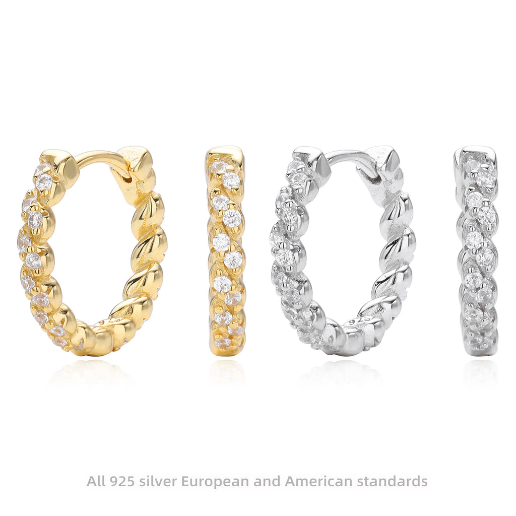 Damen Creolen mit luxuriösem Zirkonbesatz aus hochwertigem 925 Sterling Silber Shop Nory