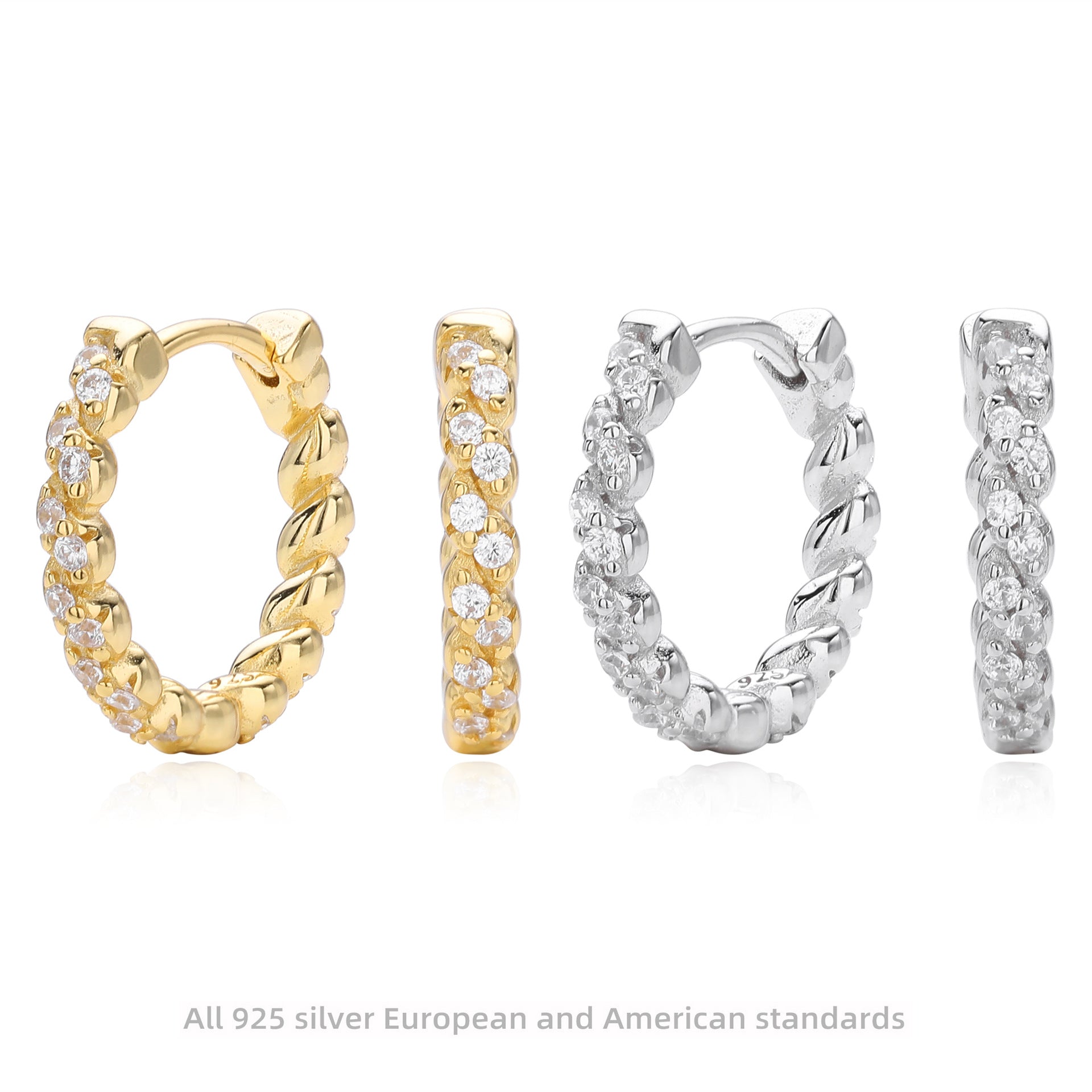 Damen Creolen mit luxuriösem Zirkonbesatz aus hochwertigem 925 Sterling Silber Shop Nory