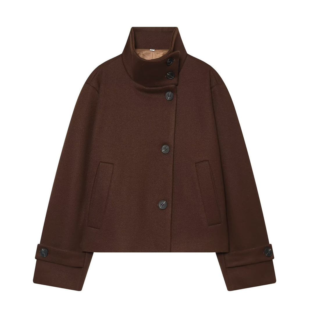 Damen Kurz-Capejacke aus Wollmix mit hohem Rollkragen und Manschetten-Detail Shop Nory