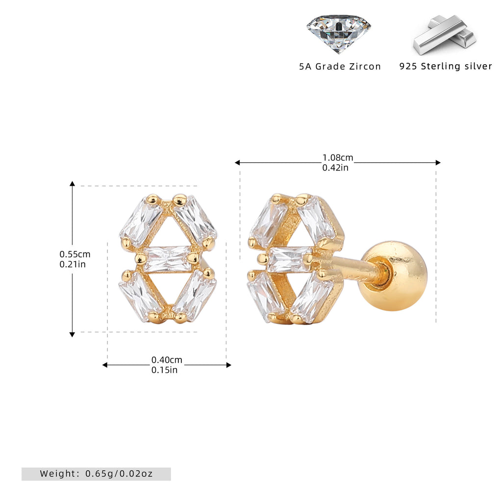 Damen Ohrstecker mit funkelnden 5A Zirkonsteinen in geometrischem Design Shop Nory