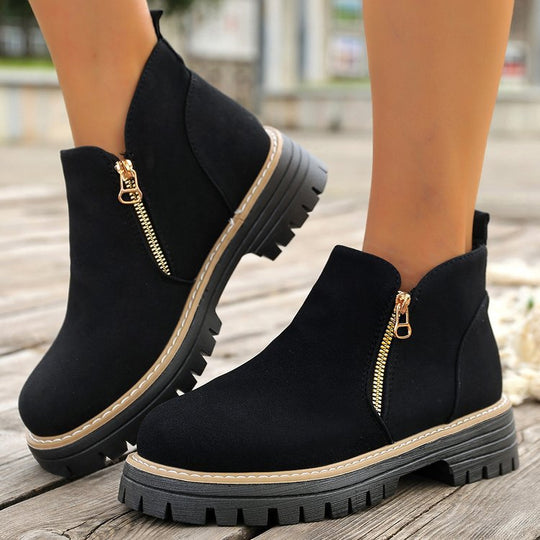 Damen Ankle-Boots mit grober Profilsohle und seitlichem Reißverschluss Shop Nory