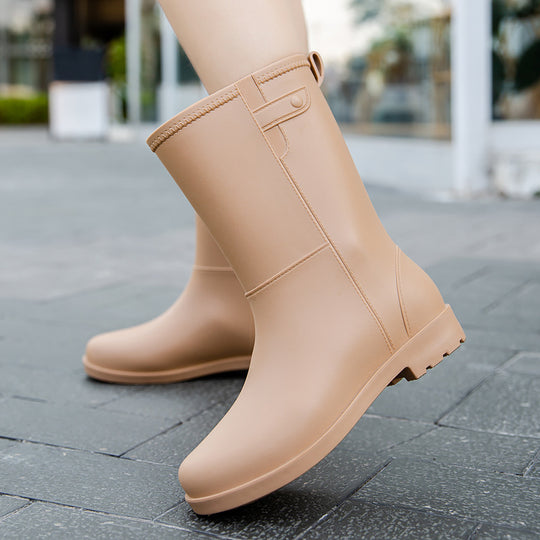 Damen Mittelhohe nahtlose Regenstiefelette aus flexiblem Vollgummi mit griffiger Profilsohle Shop Nory