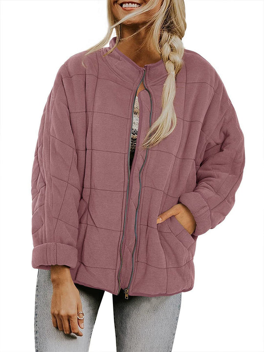 Damen Oversize Steppjacke mit Reißverschluss und Eingrifftaschen Shop Nory