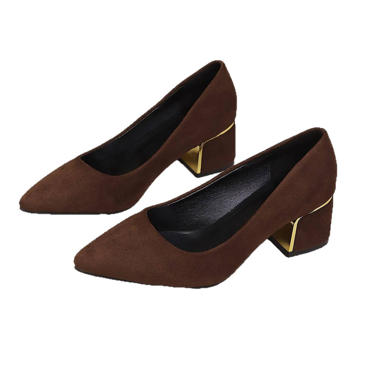 Damen dezente Pumps mit goldenem Akzent