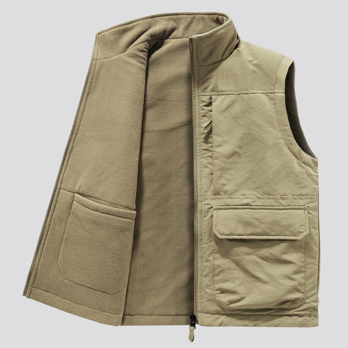Herren Outdoor-Utilityweste mit Fleece-Innenlage, hohem Stehkragen und Frontklappentaschen Shop Nory