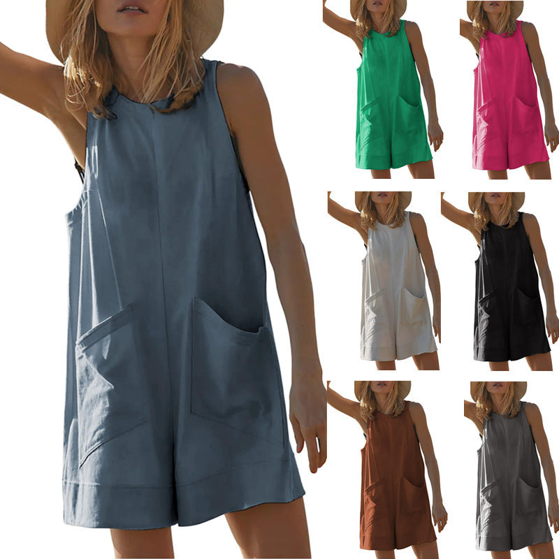 Damen Lässiger Jumpsuit mit praktischen Taschen und weit geschnittenem Design
