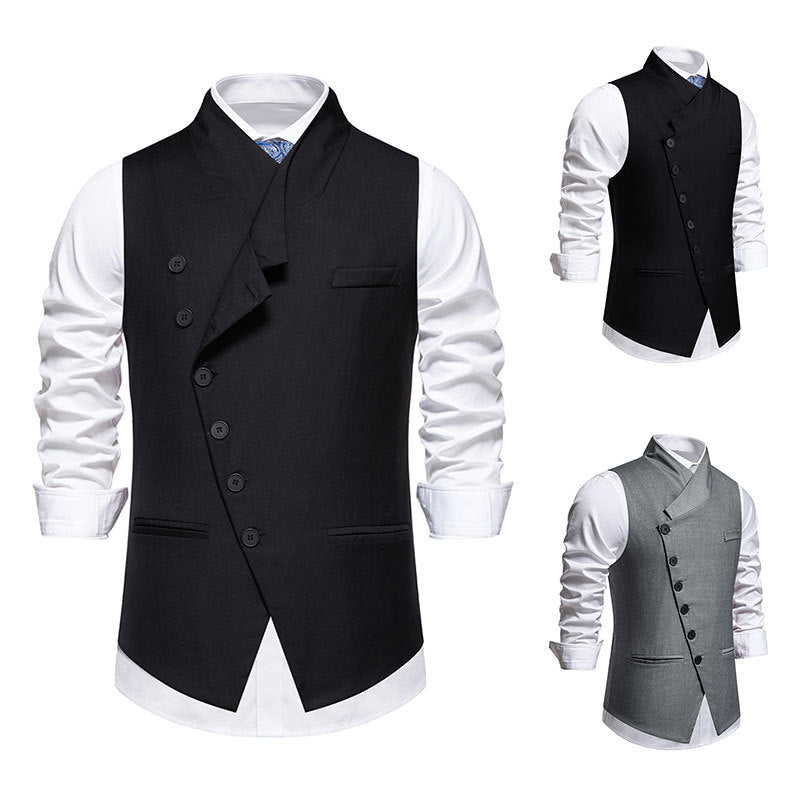Herren asymmetrische doppelreihige Anzugweste mit schräger Knopfleiste und taillierter Silhouette Shop Nory