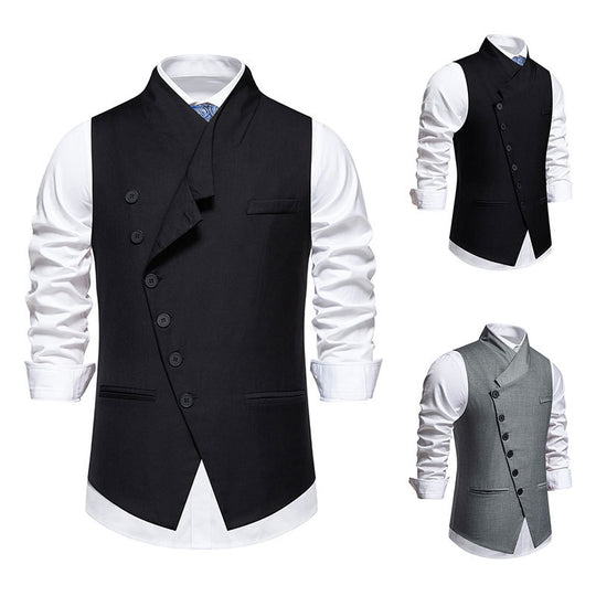Herren asymmetrische doppelreihige Anzugweste mit schräger Knopfleiste und taillierter Silhouette Shop Nory