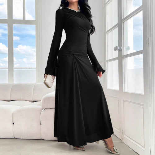 Damen Maxikleid mit geraffter Taillenpartie und Glockenärmeln Shop Nory