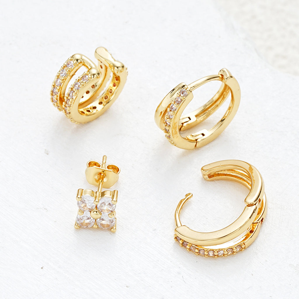 Damen Ohrringe-Set mit funkelnden Zirkonia und modernem Design Shop Nory