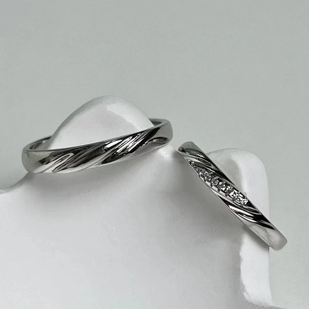 Damen Trauringe mit feinen gewundenen Designs und funkelnden Zirkonia Shop Nory