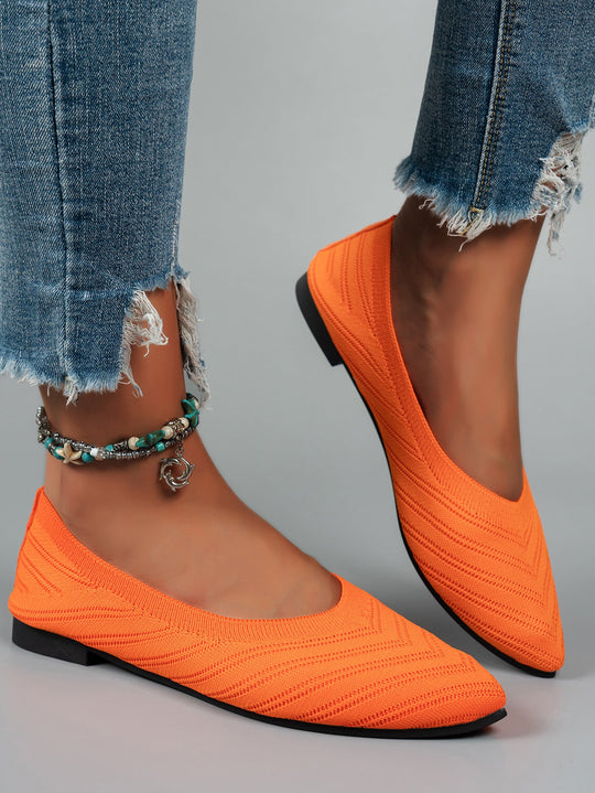 Damen elegante Ballerinas aus atmungsaktivem Strickmaterial