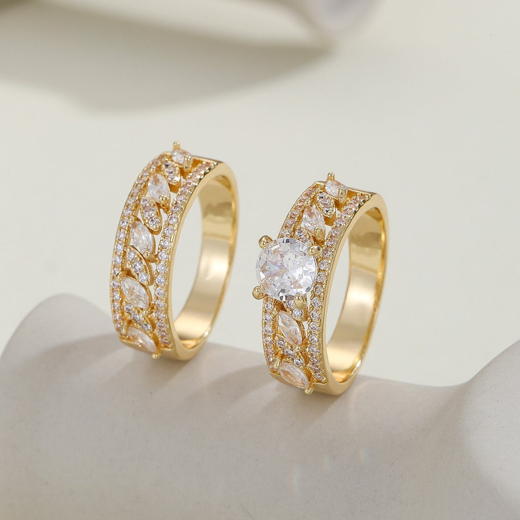 Damen extravaganter Ring mit funkelnden Zirkonia und floralen Akzenten Shop Nory