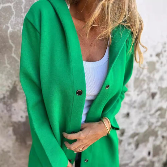 Damen Kapuzen‑Mantel mit Druckknöpfen und Oversize‑Silhouette Shop Nory