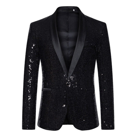 ShopNory Herren Pailletten-Blazer mit Schalkragen