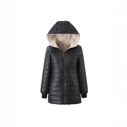 Damen Steppmantel mit Teddyfutter-Kapuze und wärmender Wattierung Shop Nory