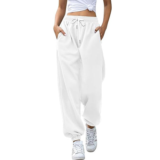 Damen nan Cozy-Sweat-Palazzohose mit hohem Komfortbund, integriertem Kordelzug und gerafften Knöchelabschlüssen Shop Nory