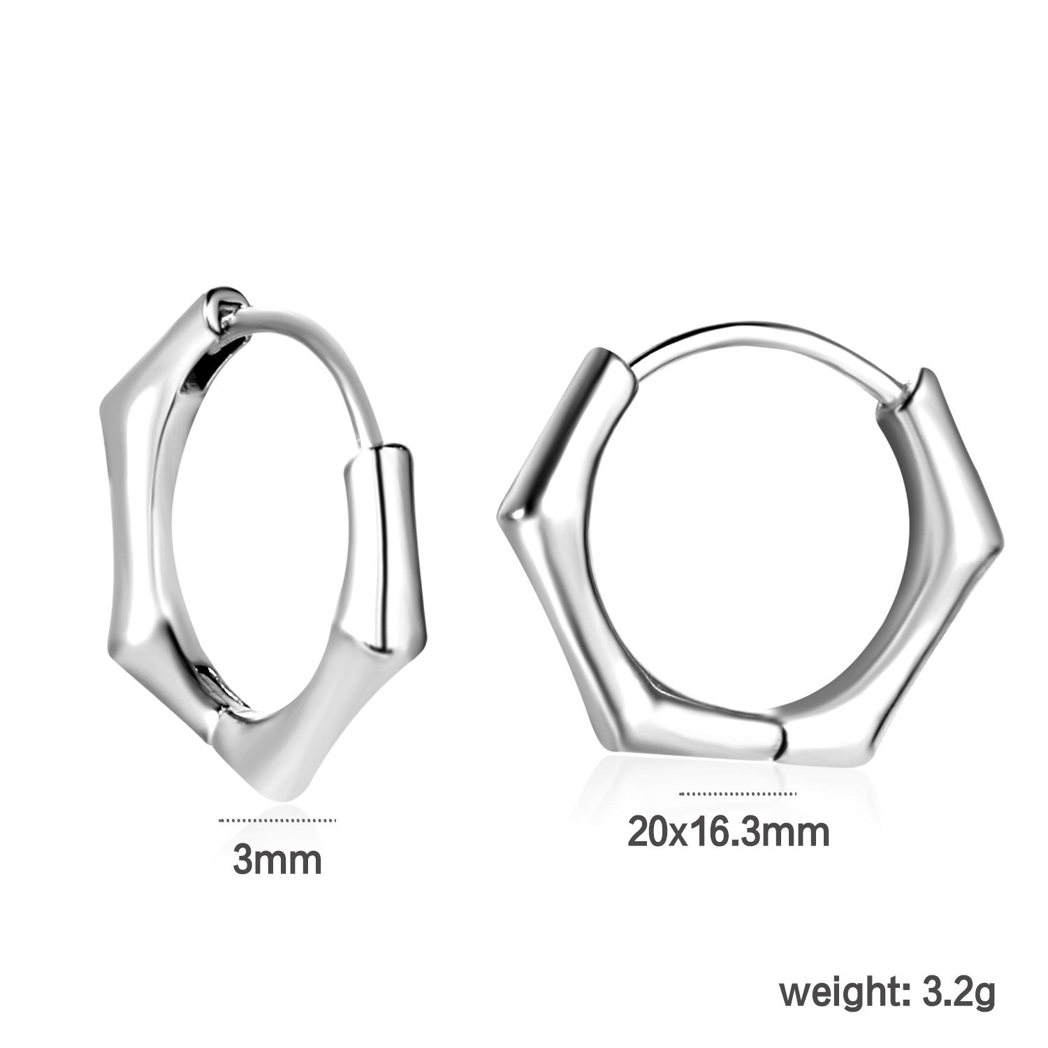 Damen moderne polygonale Creolen Ohrstecker Shop Nory