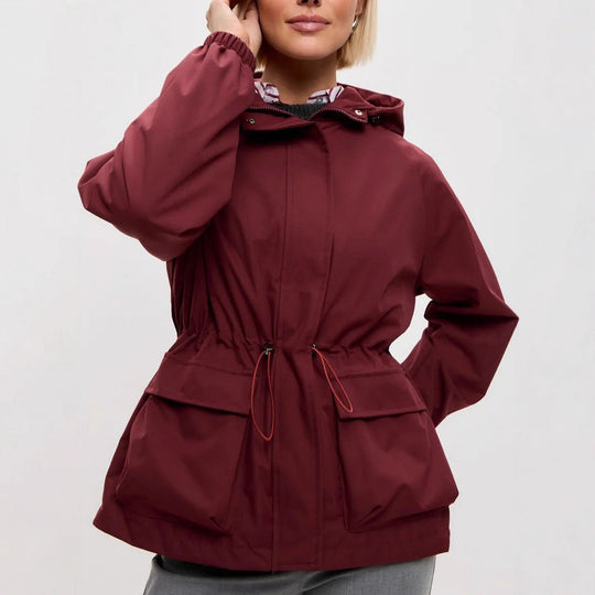 Damen lässige wasserdichte Jacke mit verstellbarem Bund