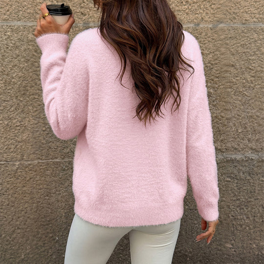 Damen Weicher Strickpullover mit Rundhalsausschnitt Shop Nory