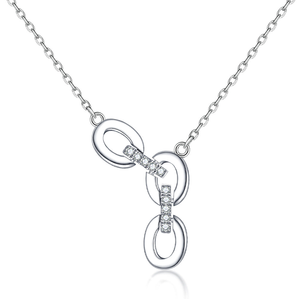 Damen Halskette mit elegantem Gliederdesign und funkelndem Zirkonia-Besatz Shop Nory