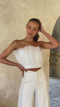Damen cropped Oberteil mit transparenten Rüschendetails