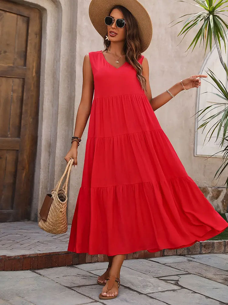 Spleißkleid mit V-Ausschnitt