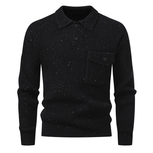 Herren Polokragen-Pullover aus Rippenstrick mit aufgesetzter Brusttasche Shop Nory