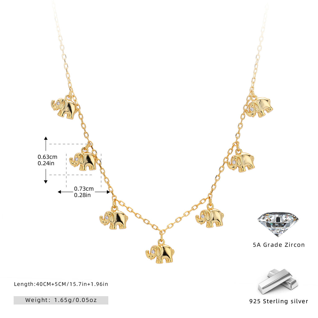 Damen Halskette mit charmanten Elefantenanhängern und funkelnden Zirkonia Shop Nory