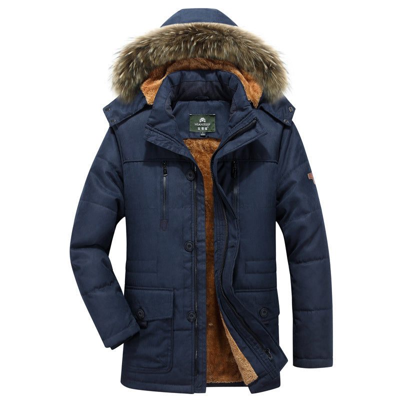 Herren Winterparka mit Teddyfutter, abnehmbarer Kunstfellkapuze und Multifunktionstaschen Shop Nory