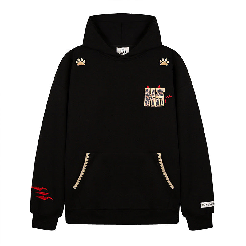 Damen Oversize-Kapuzenpullover mit Kängurutasche, Tier‑Patch und Zierstickerei Shop Nory