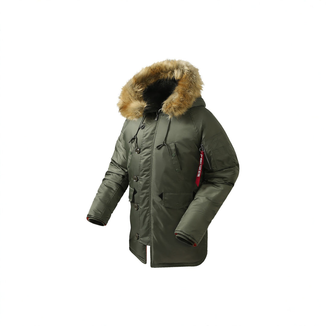 Herren langer Thermo-Parka mit Kapuze und abnehmbarem Kunstfellbesatz Shop Nory