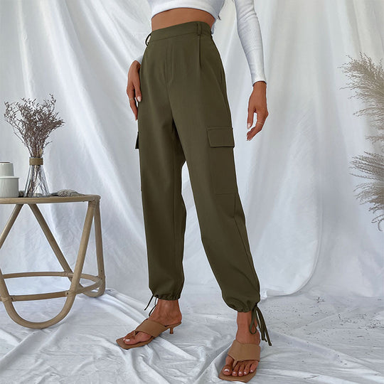 Damen Hohe Taillierte Cargo-Hose Shop Nory