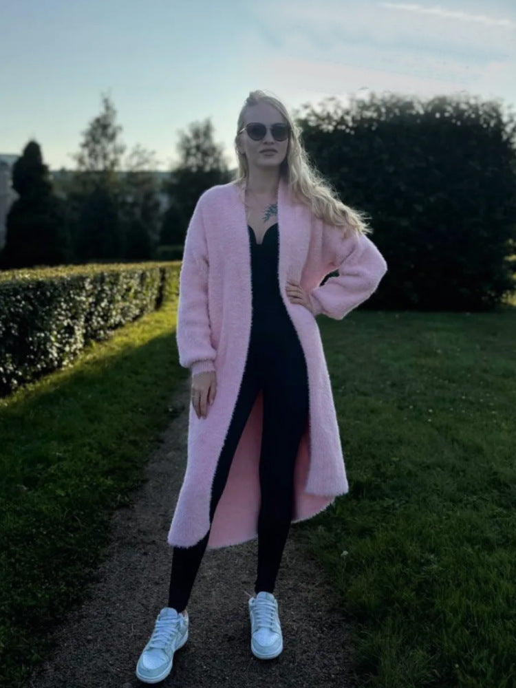 Damen Flauschiger Langarm Oversized Cardigan Shop Nory