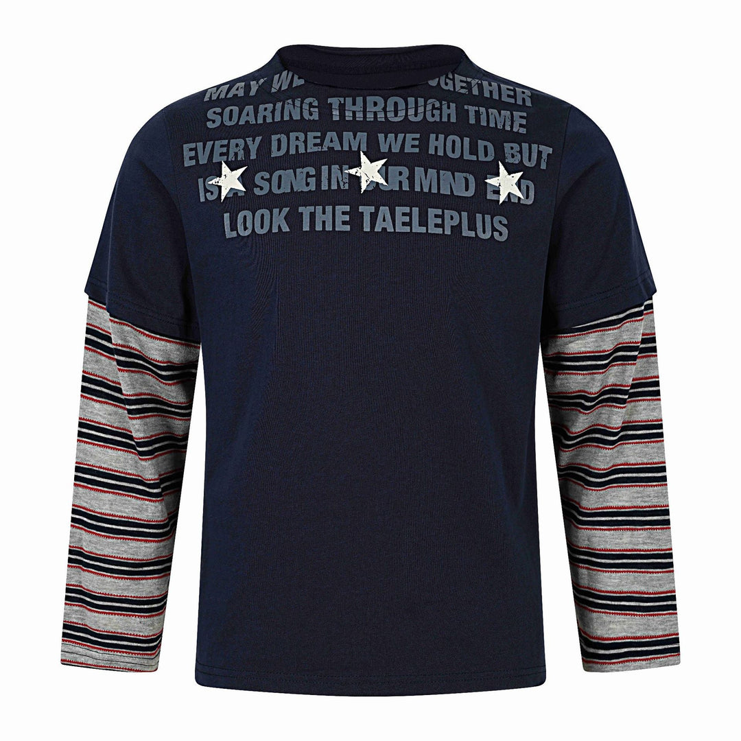 Herren Langes Layering-Longsleeve mit Stern-Applikation und gestreiften Unterärmeln Shop Nory