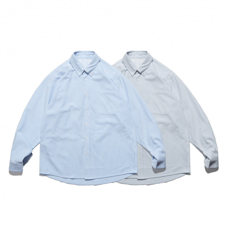 Unisex Oversize-Hemd mit feinem Nadelstreifen, Button-Down-Kragen und Brusttasche Shop Nory