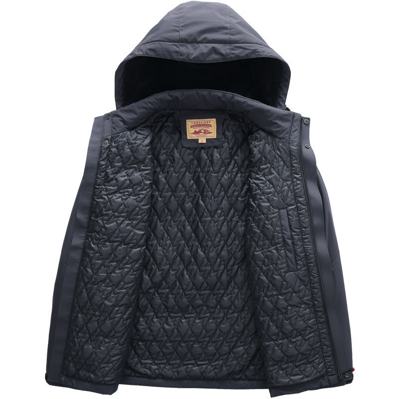 Herren wasserabweisende gesteppte Thermojacke mit verstellbarer Kapuze und winddichter Membran Shop Nory