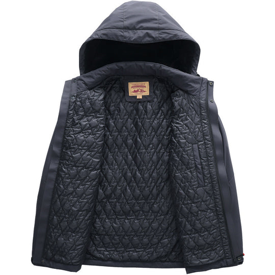 Herren wasserabweisende gesteppte Thermojacke mit verstellbarer Kapuze und winddichter Membran Shop Nory