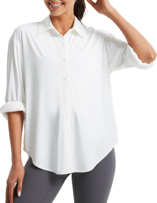 Damen Oversize-Bluse aus Stretch-Mikrofaser mit Hemdblusenkragen Shop Nory