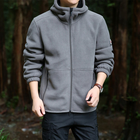 Herren Fleece-Kapuzenjacke für Outdoor mit Thermo-Futter, windabweisender Oberfläche und Reißverschlusstaschen Shop Nory