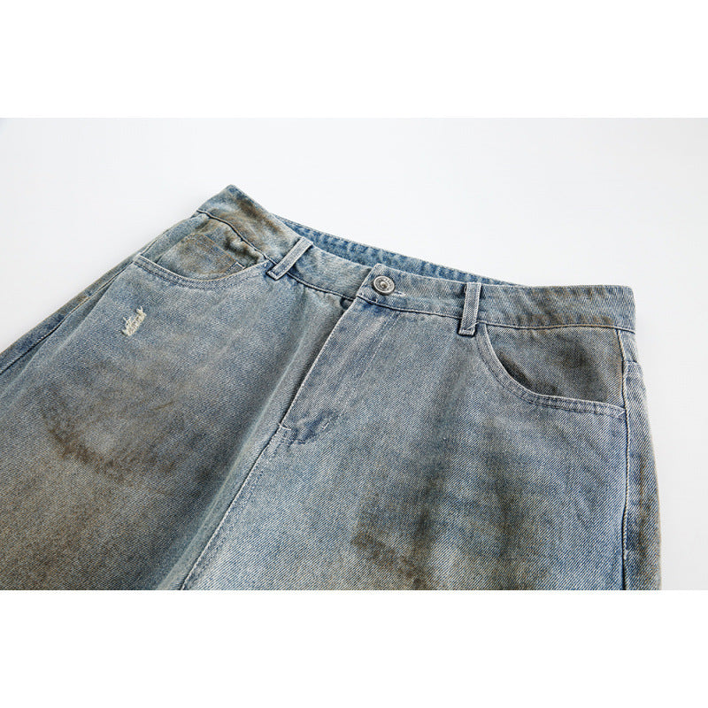 Damen Weite Baggy-Jeans mit hohem Bund, Used-Waschung und Rissdetails Shop Nory