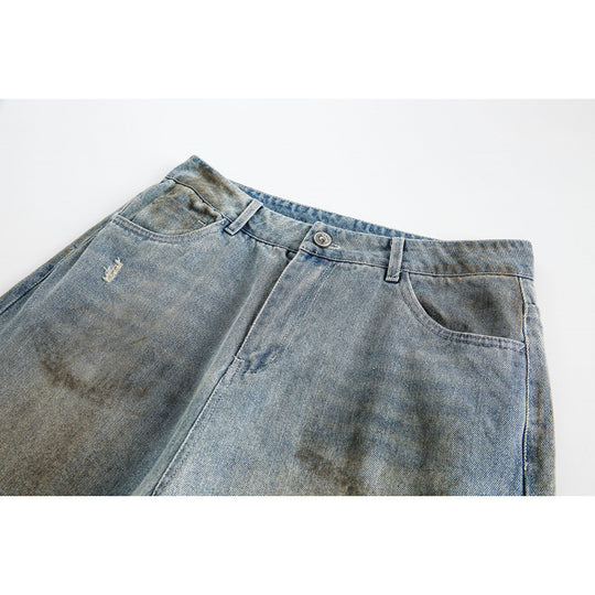 Damen Weite Baggy-Jeans mit hohem Bund, Used-Waschung und Rissdetails Shop Nory