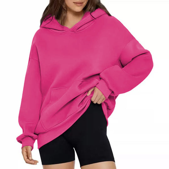 Damen nan weicher Oversize-Kapuzenpullover mit asymmetrischem Saum Kängurutasche und überschnittener Schulter Shop Nory