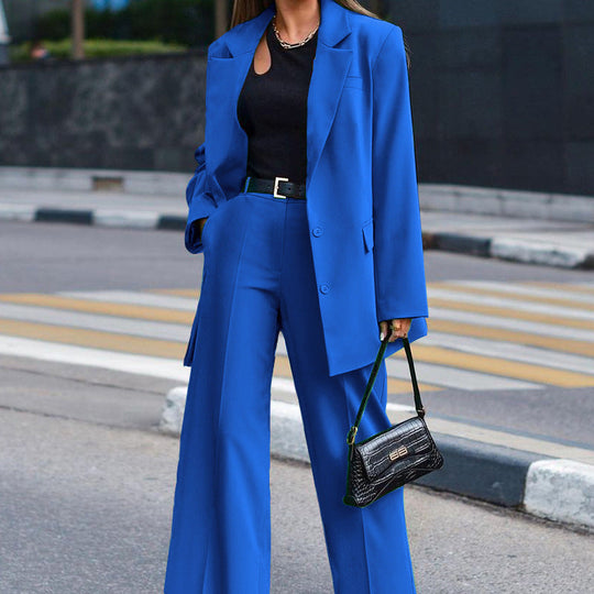 Damen Oversized Blazer und Weite Hose Kombination Shopnory