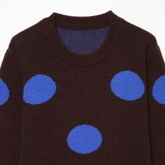 Damen Feinstrick-Rundhals-Pullover mit übergroßem Punktmuster Shop Nory