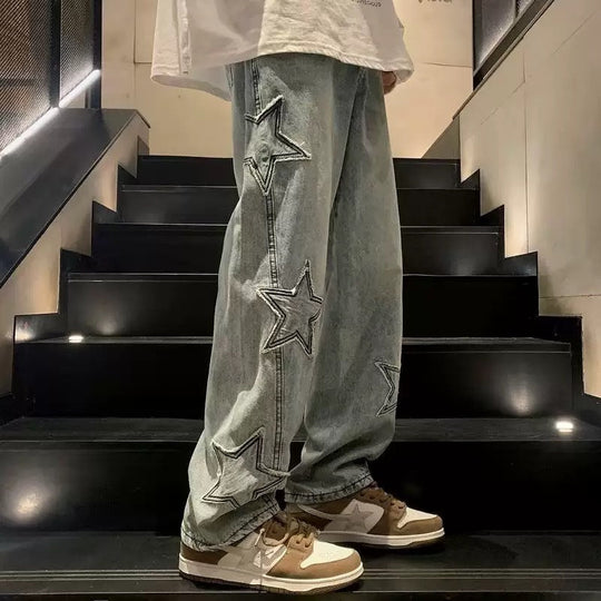Herren lässige Jeans mit Sterne-Stickerei