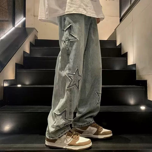 Herren lässige Jeans mit Sterne-Stickerei