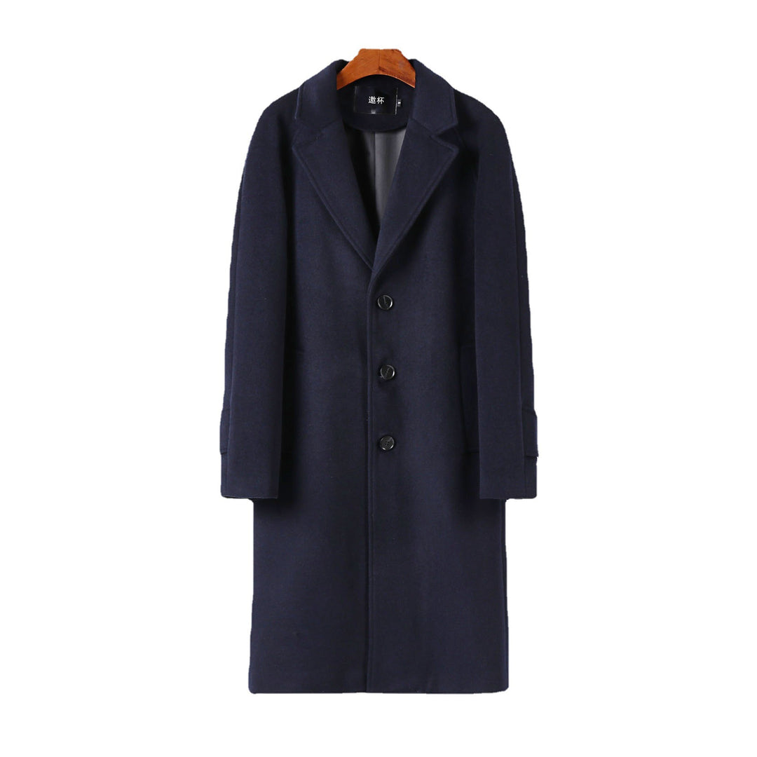 Herren Maxilanger Wollmantel mit cleanem Schnitt, schmalem Revers und innenliegendem Futter Shop Nory