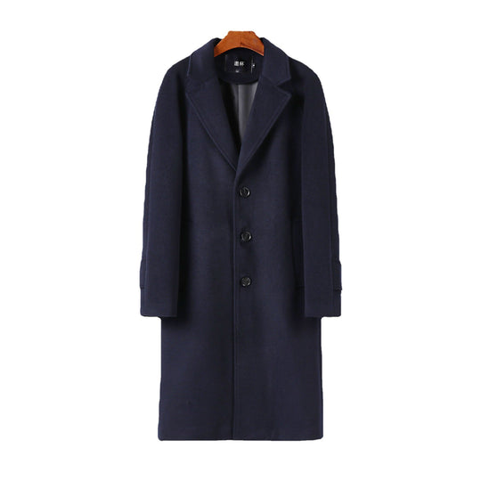 Herren Maxilanger Wollmantel mit cleanem Schnitt, schmalem Revers und innenliegendem Futter Shop Nory